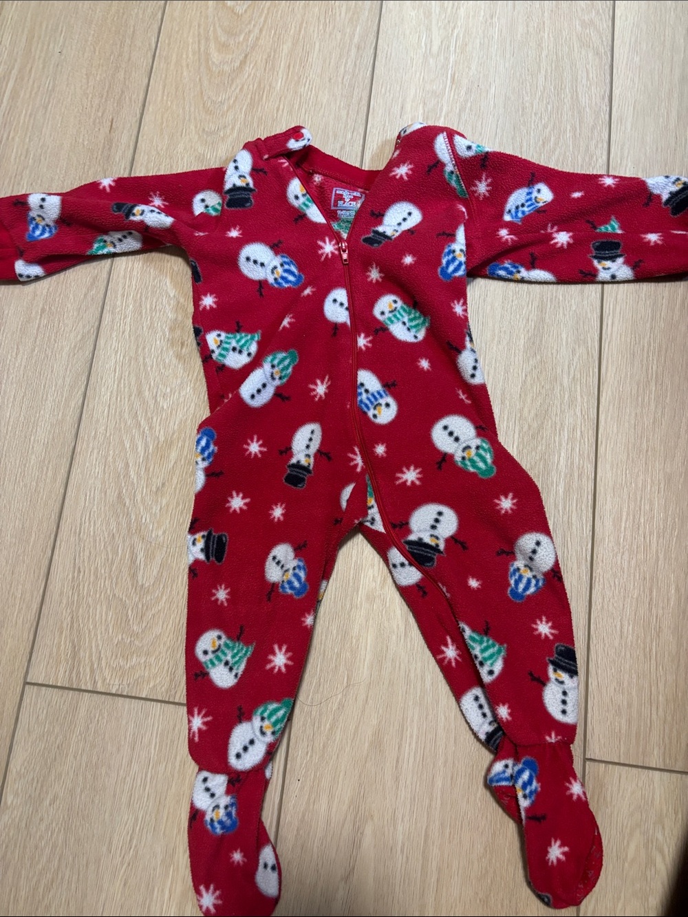 The Children's Place Red Snowman Fleece Footie Pajamas